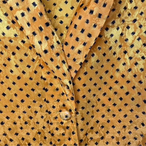 Vintage Russ Black/Yellow Long Sleeve Cheetah Print Blouse - Picture 4 of 5